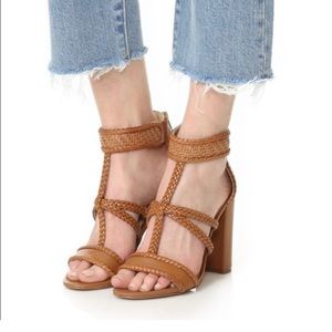 SAM Edelman Yordana Ankle Strap Block Heels Color Cognac Size 8